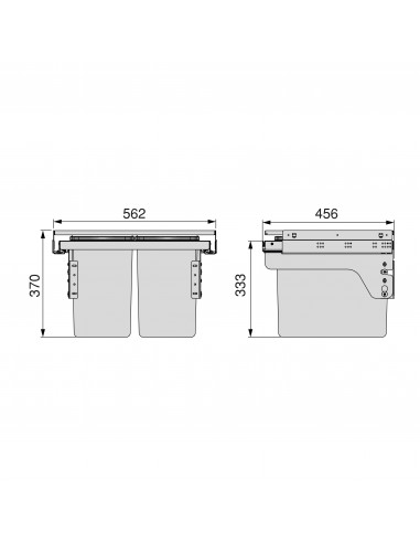 Recycle 2 x 24L poubelle recyclage la cuisine avec montage latéral Acier et Plastique Plastique gris antracite EMUCA 8966123
