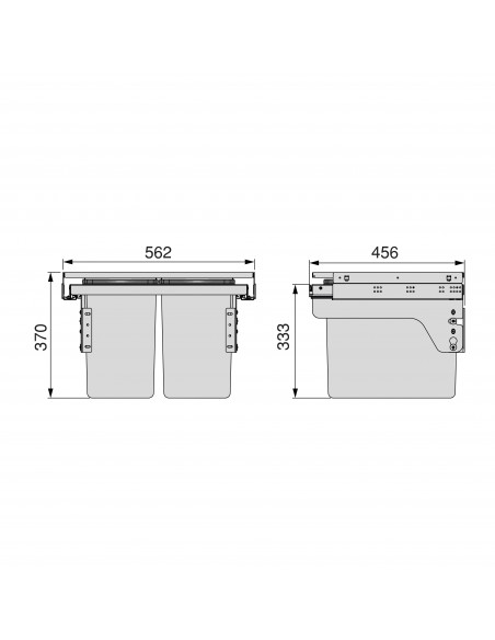Recycle 2 x 24L poubelle recyclage la cuisine avec montage latéral Acier et Plastique Plastique gris antracite EMUCA 8966123