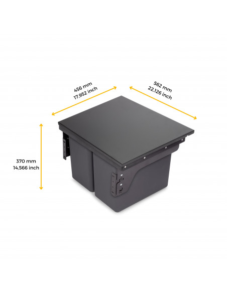 Recycle 2 x 24L poubelle recyclage la cuisine avec montage latéral Acier et Plastique Plastique gris antracite EMUCA 8966123