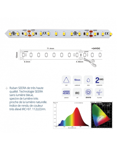 Ruban 24V 17W/m 1600lm/m 3500K SEERA ASLED 17WSEEBNC