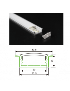 Profil encastrement large barre de 2m pour la pose de ruban ASLED PREXL
