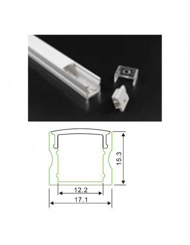 Profil de surface barre de 2m pour la pose de ruban ASLED PRS