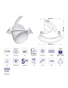 DOWNLIGHT SAMBA BLANC 28-38W SEERA CTC 3000K/3500K/4000K ASLED SAM38WSEE