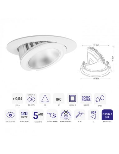 DOWNLIGHT SAMBA BLANC 27W DALI 4000K ASLED SAM39BNDA