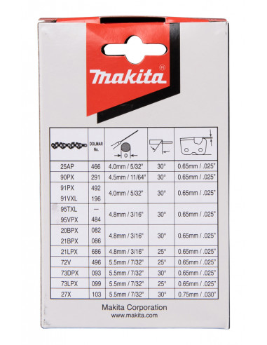 Chaîne de tronçonneuse MAK 90PX 25CM 40 Maillons MAKITA 191H00-0