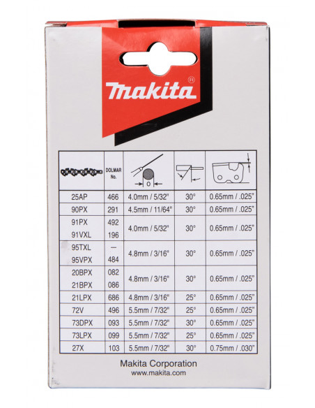 Chaîne de tronçonneuse MAK 90PX 25CM 40 Maillons MAKITA 191H00-0