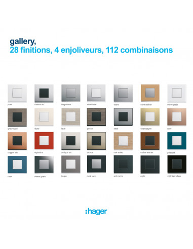 Enjoliveur 2 boutons poussoirs KNX gallery LED pure HAGER WXE312B