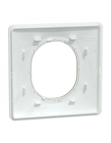 OVALIS Plaque de Finition 1 Poste blanche avec bague effet Laiton SCHNEIDER S320702D