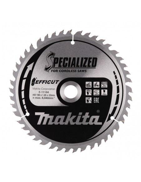 Lame de scie circulaire T.C.T Efficut 190 x 20 mm 45 dents MAKITA E-11184