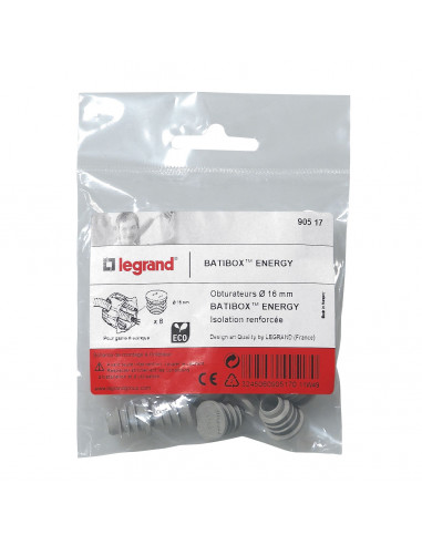 8 Obturateurs Batibox Nrj 16mm LEGRAND 090517