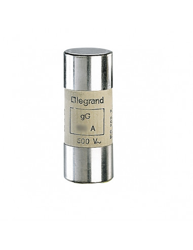 Cartouche industrielle cylindrique type gG 22x58mm sans percuteur 63A LEGRAND 015363