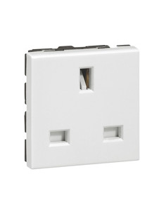 Prise de courant 2P+T 13A standard britannique Mosaic 2 modules blanc LEGRAND 077505