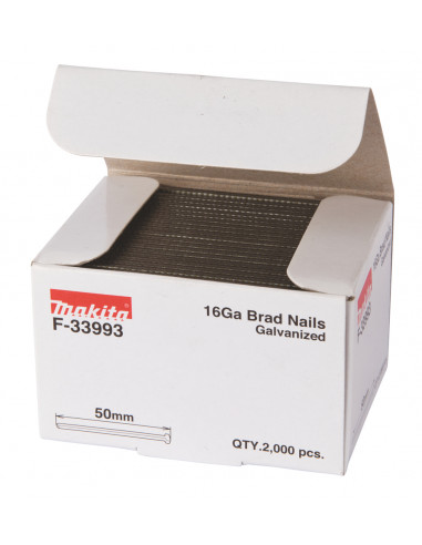 2000 Clous brads T 16 Ga galvanisés, pour cloueurs (GF600, DBN600, SKN16, NT65A, IM65) MAKITA F-33993