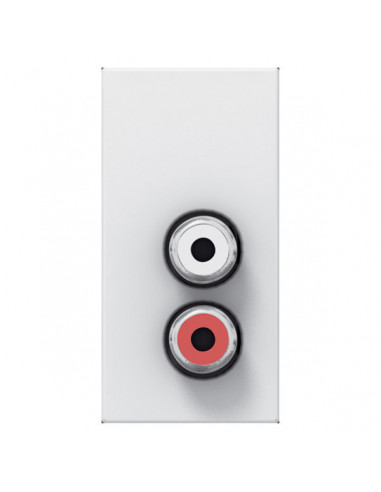 Prise 2 RCA femelle Mosaic 1 module pour liaison audio stéréo blanc LEGRAND 078753