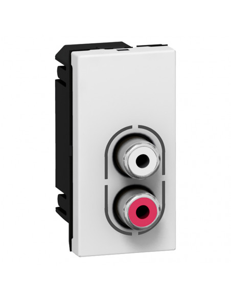 Prise 2 RCA femelle Mosaic 1 module pour liaison audio stéréo blanc LEGRAND 078753