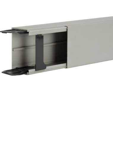 Goulotte lifea PVC h 90mm x p 60mm avec 2 éclisses et 4 agrafes M7248 RAL 7030 gris HAGER LFF6009007030
