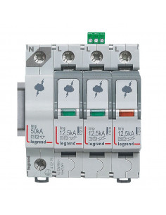 Parafoudre pour protection générale de tableau principal typeT1+typeT2 Iimp 12,5kA/pôle 3P+N 4 modules LEGRAND 412275 2