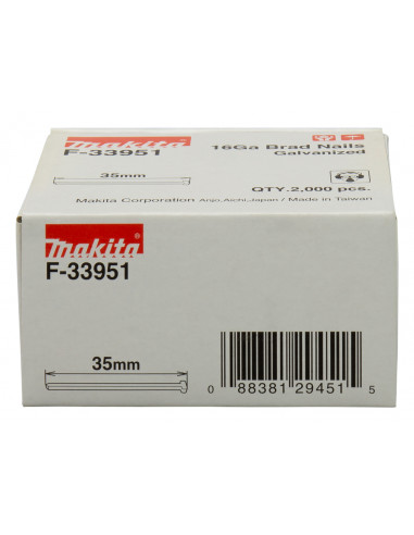 2000 Clous brads T 16 Ga galvanisés pour cloueurs (GF600, DBN600, SKN16, NT65A, IM65) MAKITA F-33951