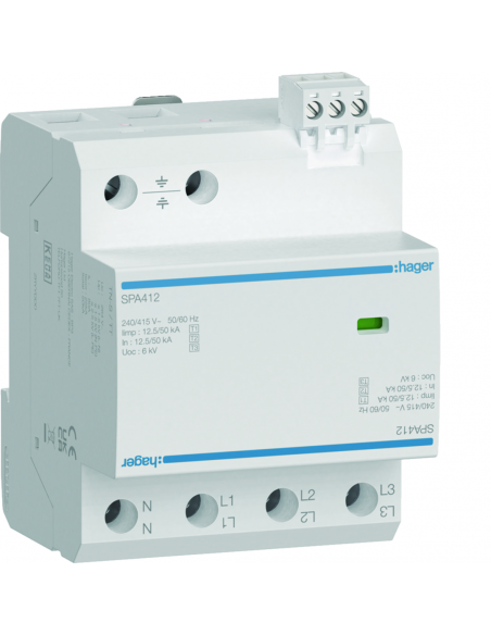 Parafoudre T1+T2+T3 4P 12.5kA TNS/TT HAGER SPA412