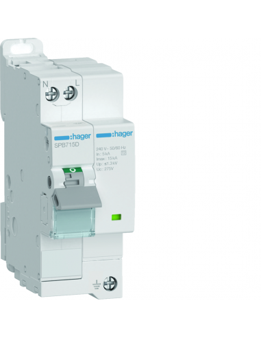 Parafoudre T2 2 Pôles auto-protégé 15KA à voyant HAGER SPB715D