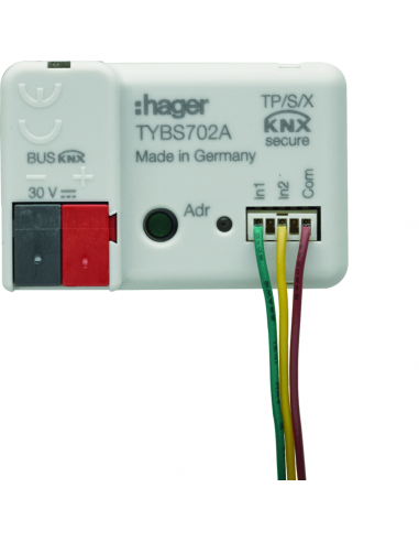 Module d'entrées à encastrer : 2 entrées pour contacts libres de potentiel HAGER TYBS702A