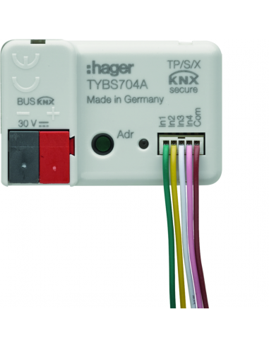 Module d'entrées à encastrer : 4 entrées pour contacts libres de potentiel HAGER TYBS704A