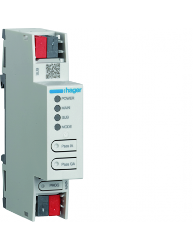 Coupleur de lignes KNX SECURE pour lien entre lignes bus KNX TP HAGER TYFS130
