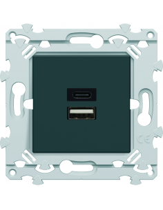 Chargeur Double USB A+C anthracite HAGER WE113A