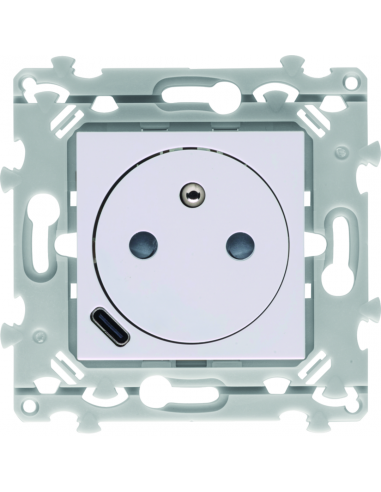 Prise de courant affleurante + USB-C pure HAGER WE114