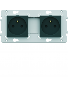 Prise double Essensya 2P+T Pré câblées Anthracite HAGER WE122A 2