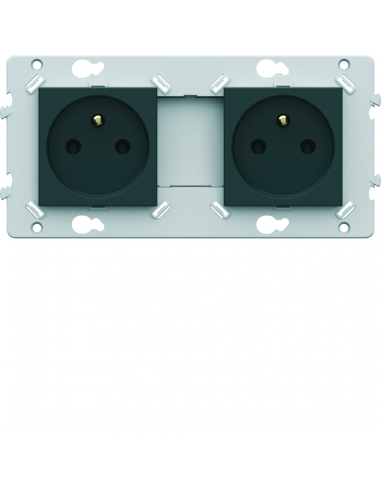 Prise double Essensya 2P+T Pré câblées Anthracite HAGER WE122A