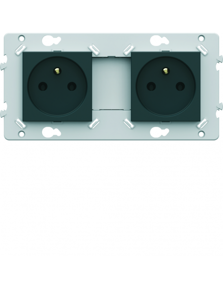 Prise double Essensya 2P+T Pré câblées Anthracite HAGER WE122A