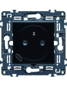 Prise de courant affleurante avec USB-C noire HAGER WXF114N
