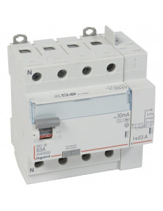 Interrupteur différentiel DX³-ID automatique 4 pôles 400V 63A type F 30mA 5 modules LEGRAND 411659