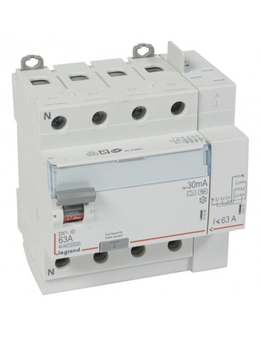 Interrupteur différentiel DX³-ID automatique 4 pôles 400V 63A type F 30mA 5 modules LEGRAND 411659