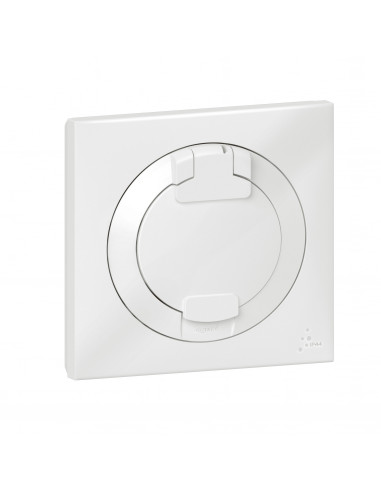 Prise de courant 2P+T à puits dooxie 16A IP44 livrée avec plaque carrée blanche Dooxie LEGRAND 600344