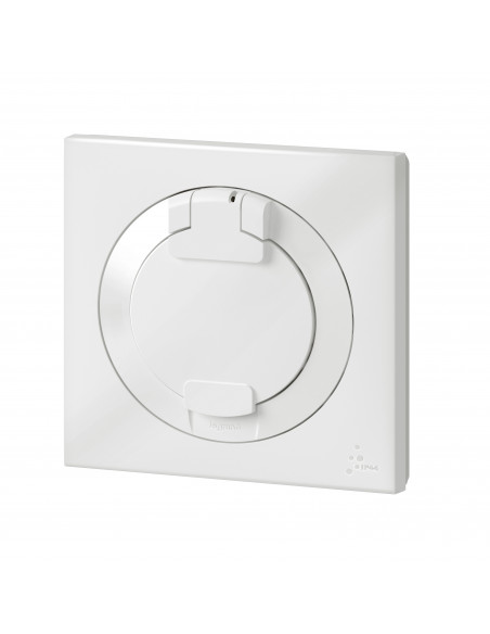 Prise de courant 2P+T à puits dooxie 16A IP44 livrée avec plaque carrée blanche Dooxie LEGRAND 600344