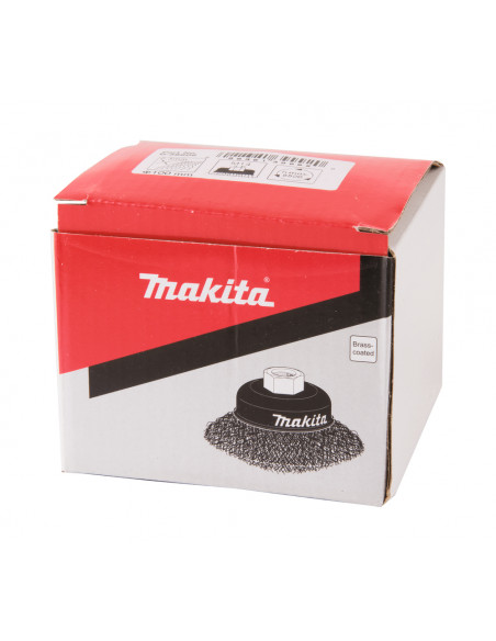 Brosse boisseau à fils acier laitonnés et ondulés 100mm M14 MAKITA D-39805