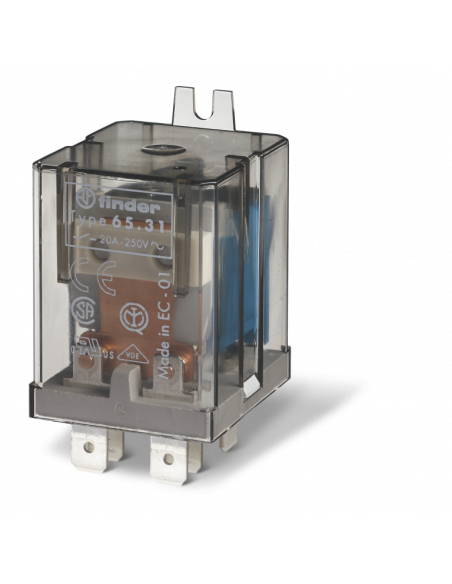 Relais de puissance 1NO 30A 24V DC patte de fixation Faston 250 AgSnO2 FINDER 653190244300
