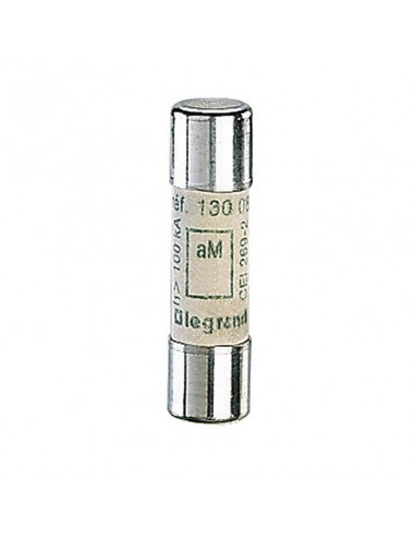 Cartouche industrielle cylindrique type aM 10x38mm sans voyant 12A LEGRAND 013012