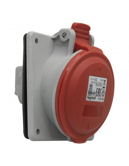 Prise à entraxes unifiés fixe P17 IP44 16A de 380V à 415V 3P+N+T LEGRAND 555189