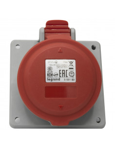 Prise à entraxes unifiés fixe P17 IP44 16A de 380V à 415V 3P+N+T LEGRAND 555189