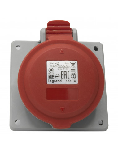 Prise à entraxes unifiés fixe P17 IP44 16A de 380V à 415V 3P+N+T LEGRAND 555189