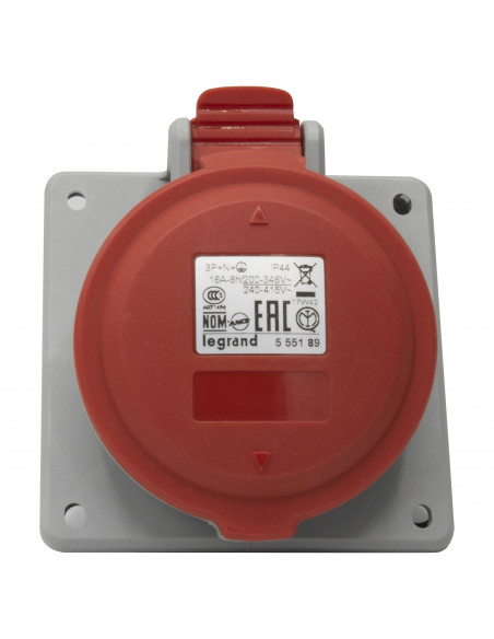 Prise à entraxes unifiés fixe P17 IP44 16A de 380V à 415V 3P+N+T LEGRAND 555189