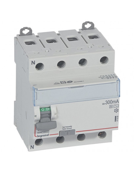 Interrupteur différentiel DX³-ID 4 Pôles 400V 63A type AC 300mA sélectif 4 modules LEGRAND 411669