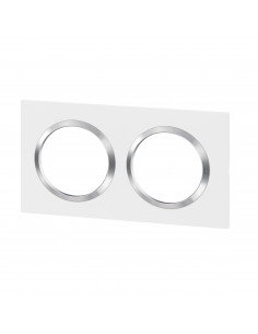 Plaque carrée Dooxie 2 postes finition blanc avec bague effet chrome LEGRAND 600842