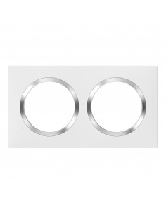 Plaque carrée Dooxie 2 postes finition blanc avec bague effet chrome LEGRAND 600842 2