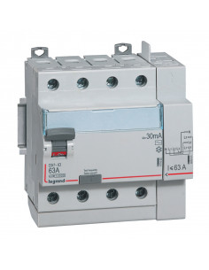 Interrupteur différentiel DX3-ID 4 Pôles 400V 63A Type AC 30mA 5 modules LEGRAND 411653
