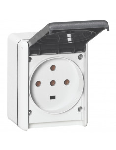 Prise étanche 3P+T+N 32A Plexo complet IP44 saillie gris LEGRAND 055877