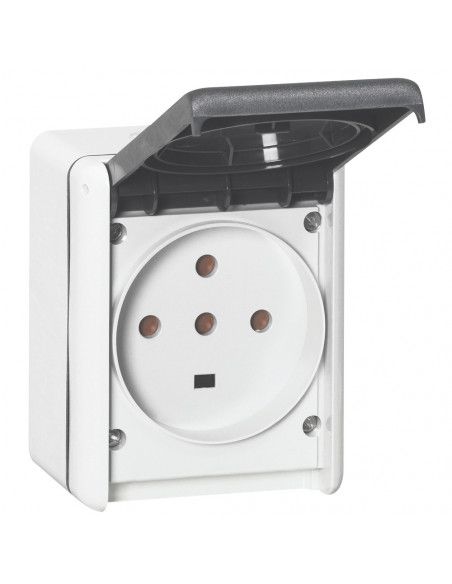 Prise étanche 3P+T+N 32A Plexo complet IP44 saillie gris LEGRAND 055877